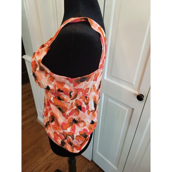 Vintage y2k Ann Taylor  Floral Babydoll Tank Sz L Tropical Vacation Summer Retro - Picture 4 of 6